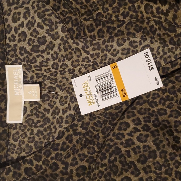 Michael Kors Women’s leopard print top roll up sleeves Size S - Picture 9 of 10